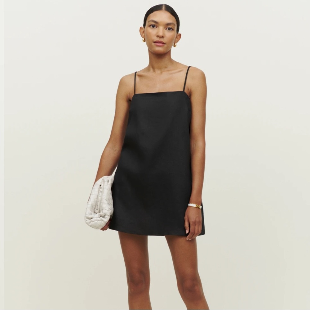 Reformation Aubree Linen Tie Strap Dress